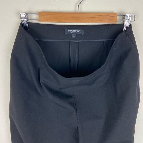 Lafayette 148 Crepe Wool-Blend Straight Leg Pant - Black - Picture 8 of 8